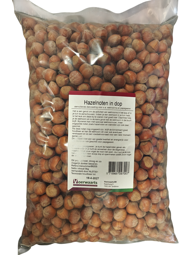 Hazelnoten in dop 5 kg | hele hazelnoten | Eekhoornvoer | Papagaaienvoer | 5kg