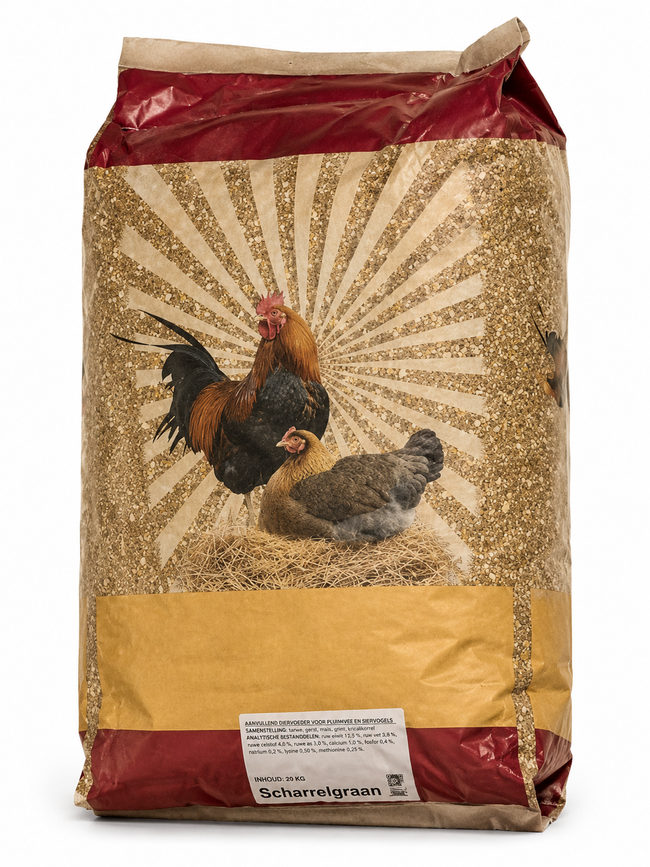 Voerwaarts Scharrelgraan 20kg verpakking – gemengd graan met mais en zonnepitten